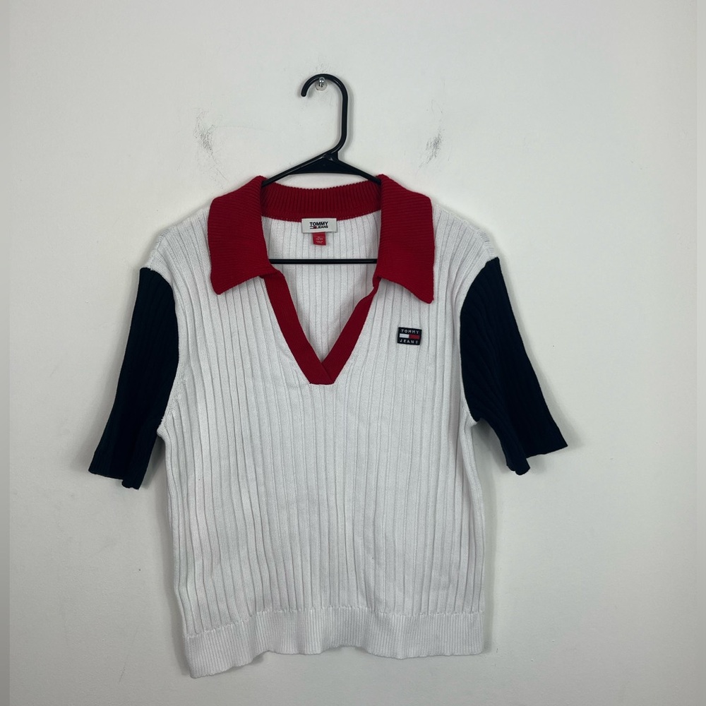 Tommy Jeans Short Sleeve Knit Sweater Sz XL